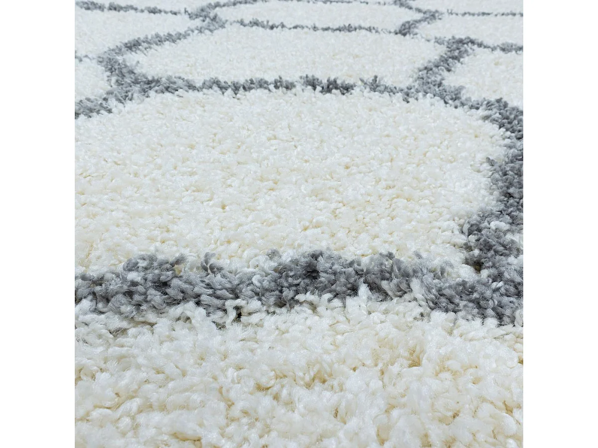 Tapis shaggy 200x290 rectangle tissé crème motif scandinave SCANDINAV A