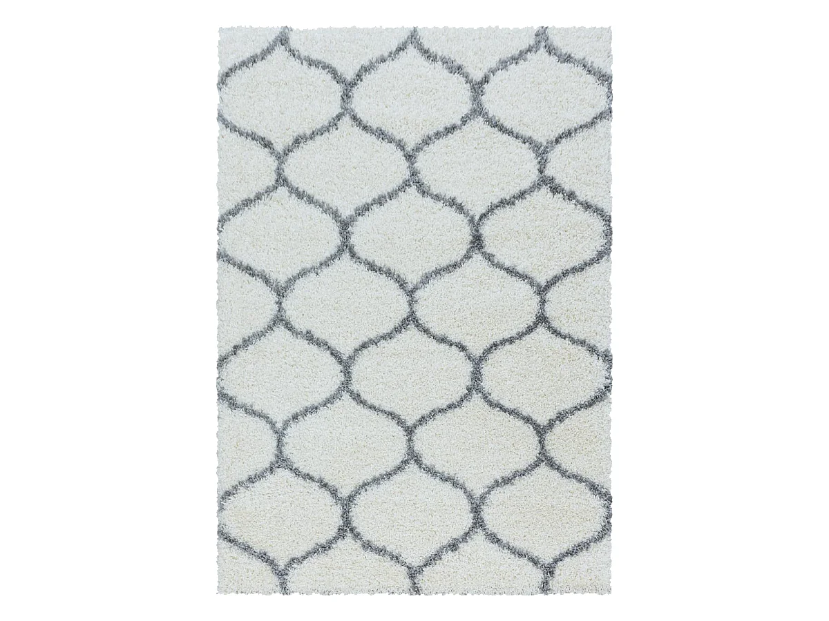 Tapis shaggy 200x290 rectangle tissé crème motif scandinave SCANDINAV A