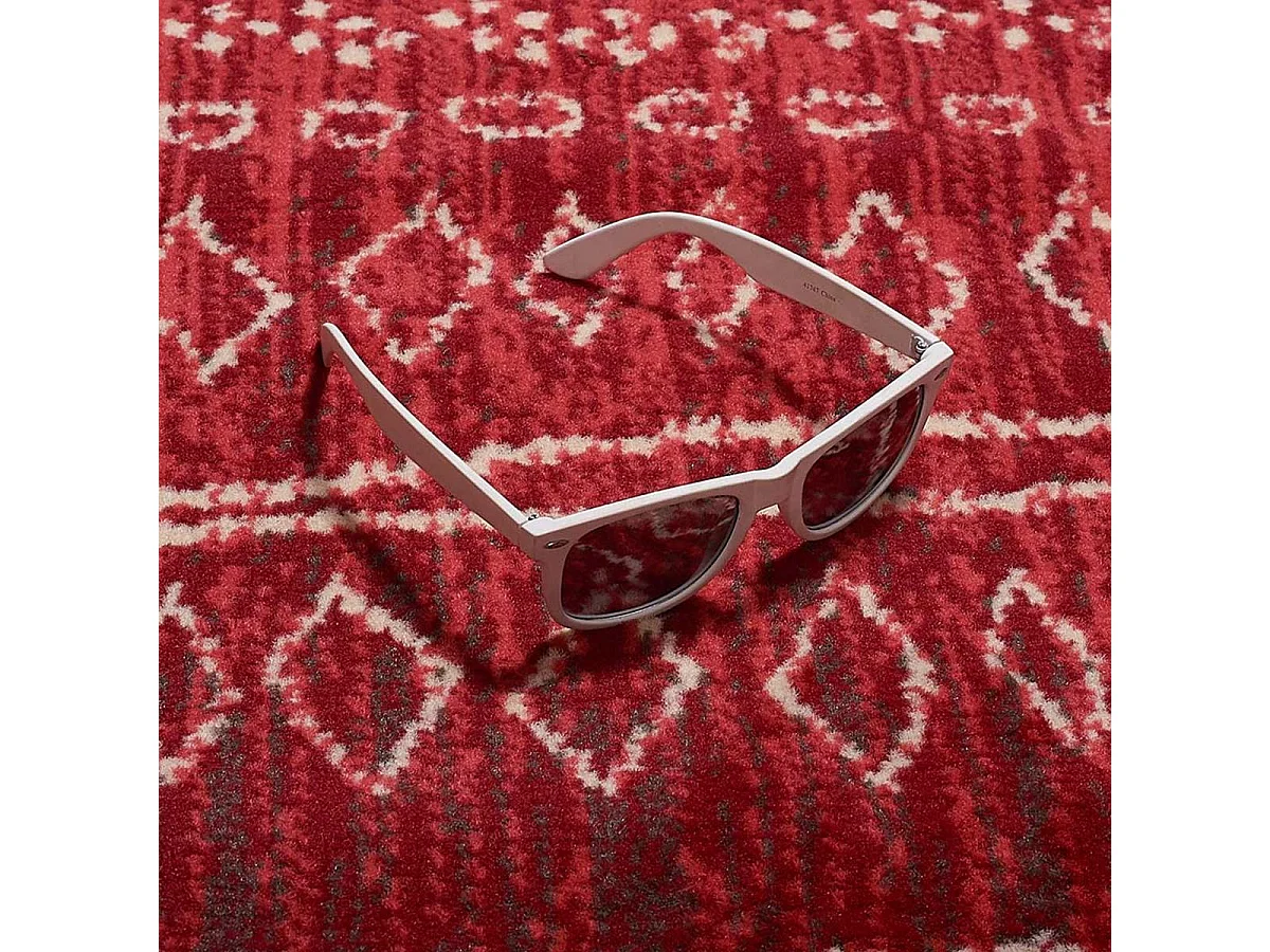 Tapis berbère 60x110 tissé motifs tribaux LYN1 BERBI rouge