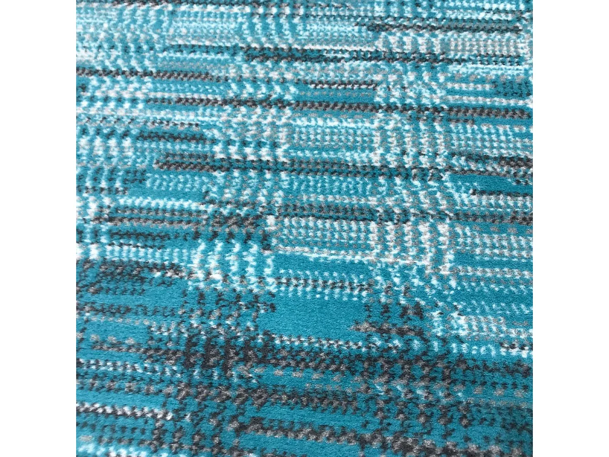 tapis salon 160x230 tissé bleu et blanc rectangle motif géométrique LYN1 GEOFLOU