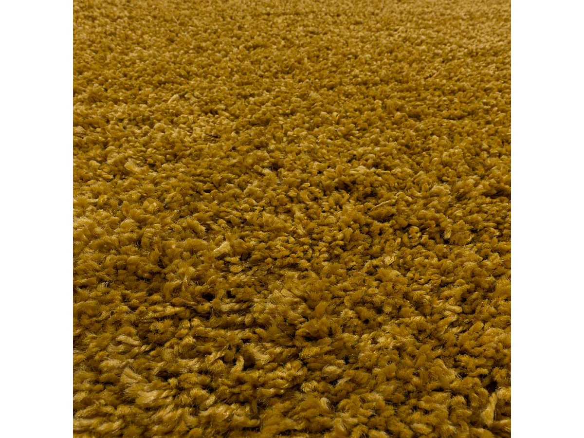 Tapis poils longs shaggy 100x200 rectangle tissé or motif uni UNI I