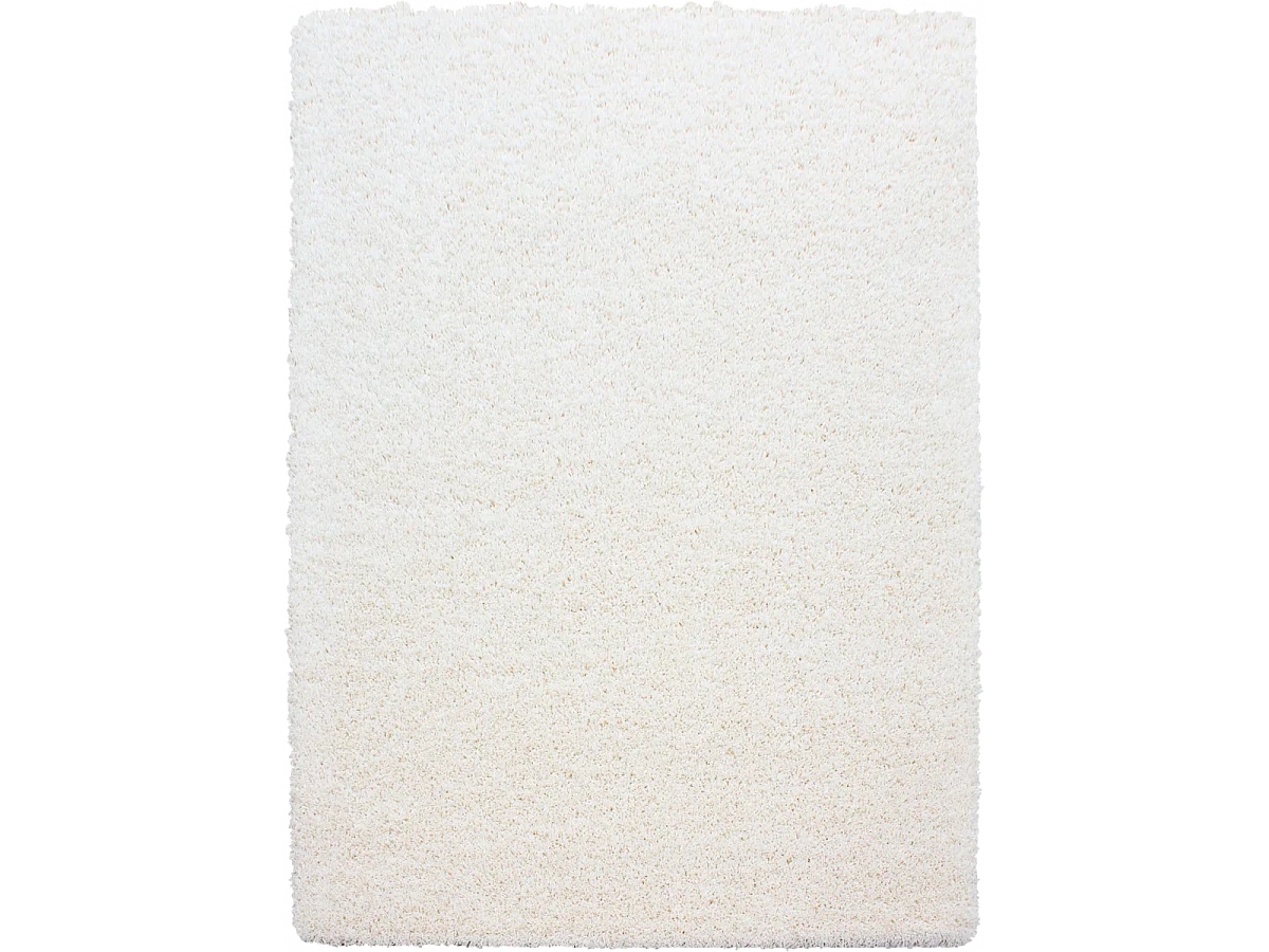 Tapis poils longs shaggy 80x250 rectangle tissé crème motif uni UNI L