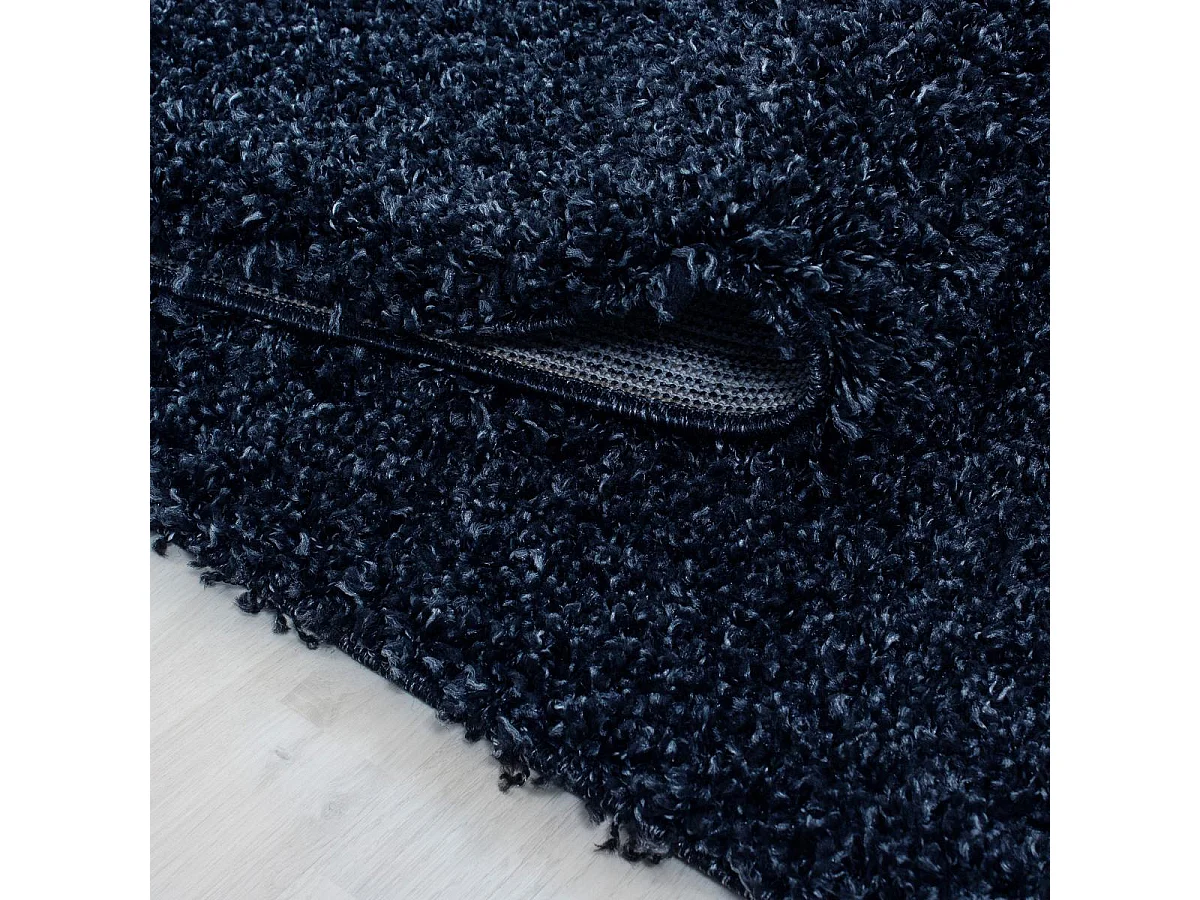 Tapis poils longs shaggy 200x290 rectangle tissé bleu marine motif uni UNI L