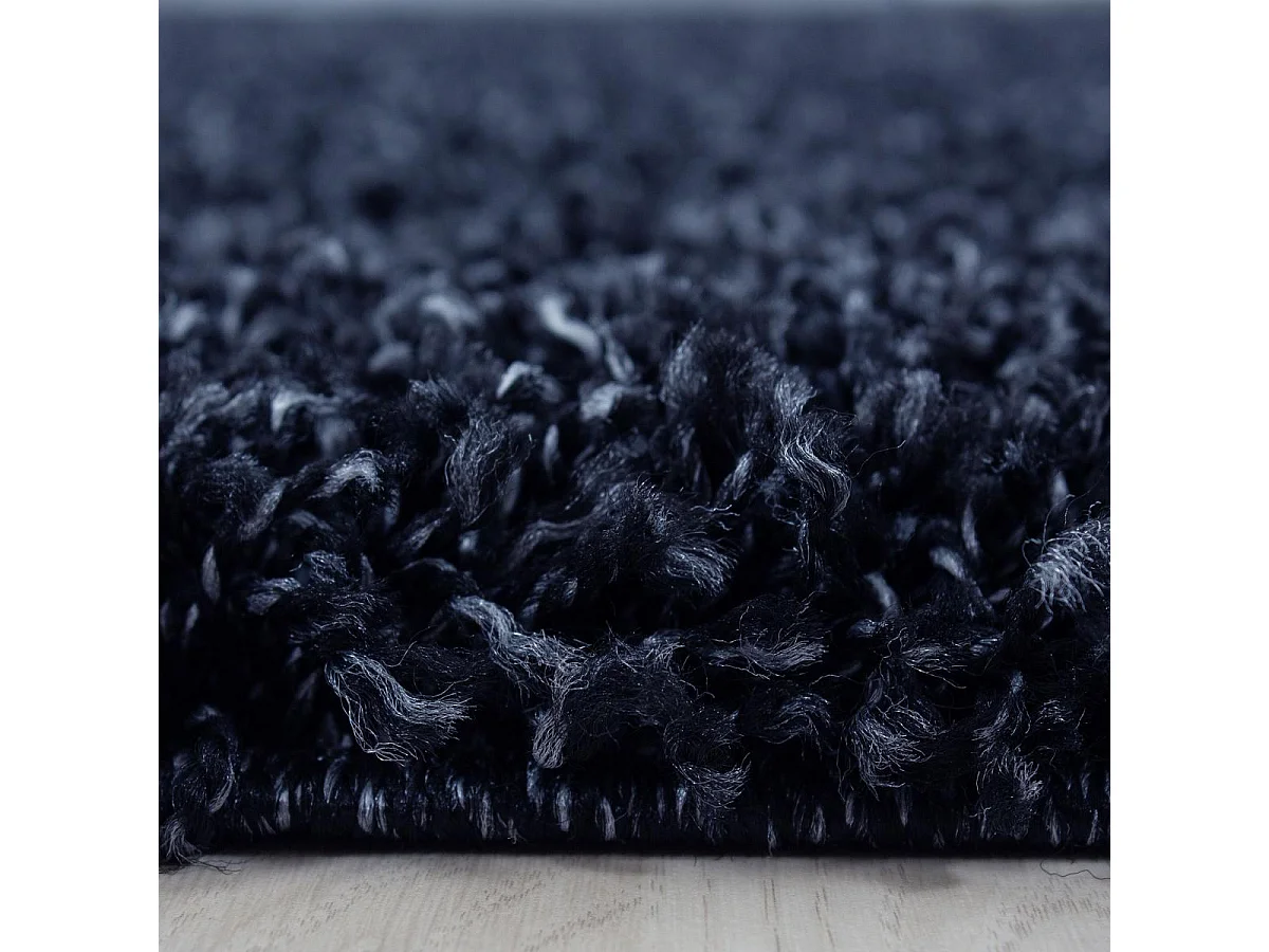 Tapis poils longs shaggy 200x290 rectangle tissé bleu marine motif uni UNI L
