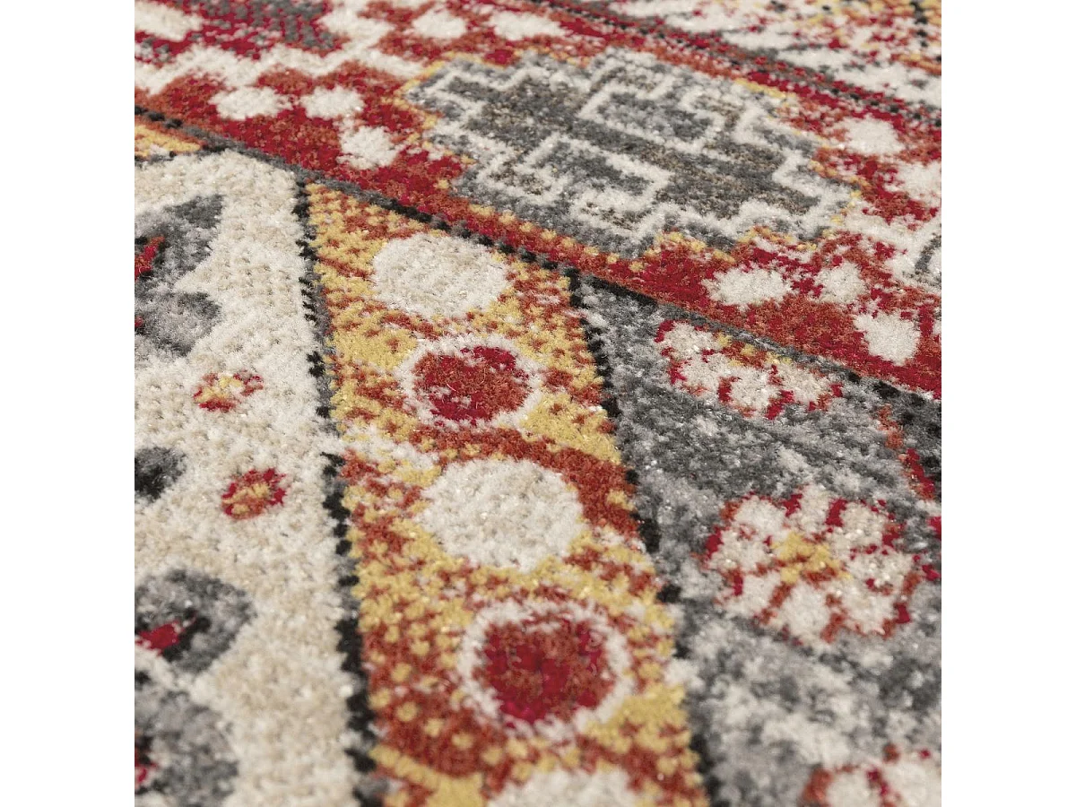 Tapis berbère 160x230 tissé motif saharien CLARK 5 rouge et jaune