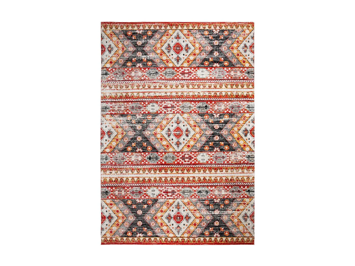 Tapis berbère 160x230 tissé motif saharien CLARK 5 rouge et jaune