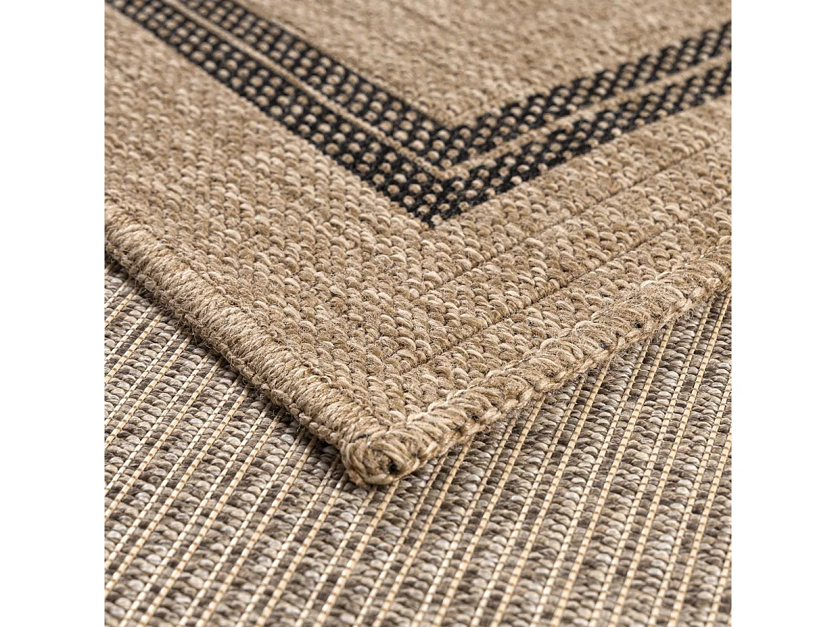 Tapis extérieur 160x230 tissé kilim beige et noir JUTE ART 5