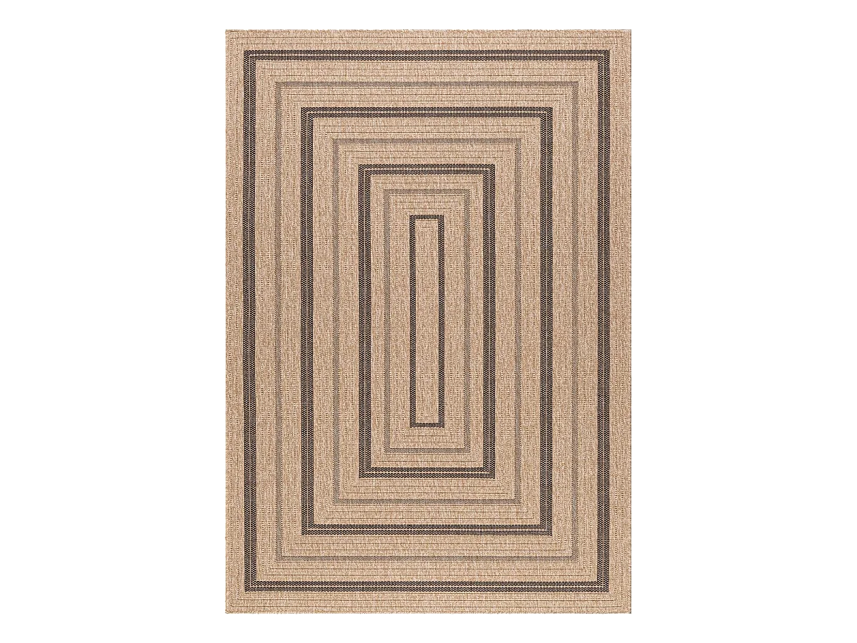Tapis extérieur 160x230 tissé kilim beige et noir JUTE ART 5