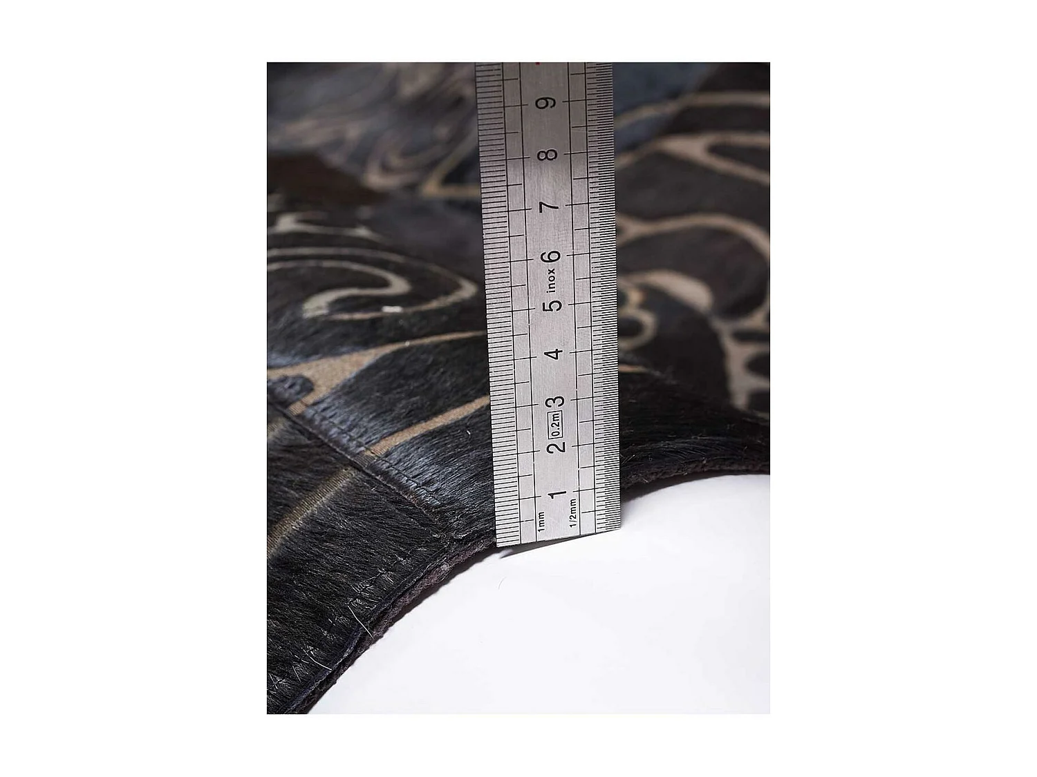 Tapis peau de vache 80x150 kilim fait main marron et bleu