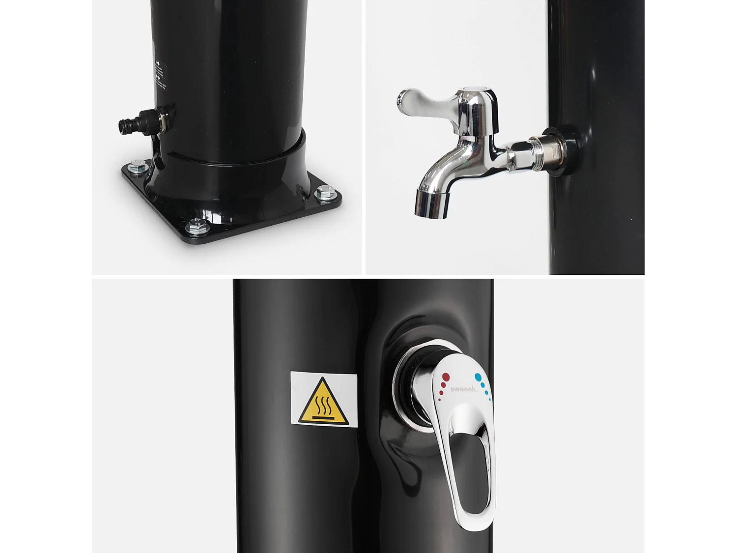 Douche solaire d'extérieur Gutta pour piscine. terrasse. jardin avec mitigeur. robinet et réservoir de 38L