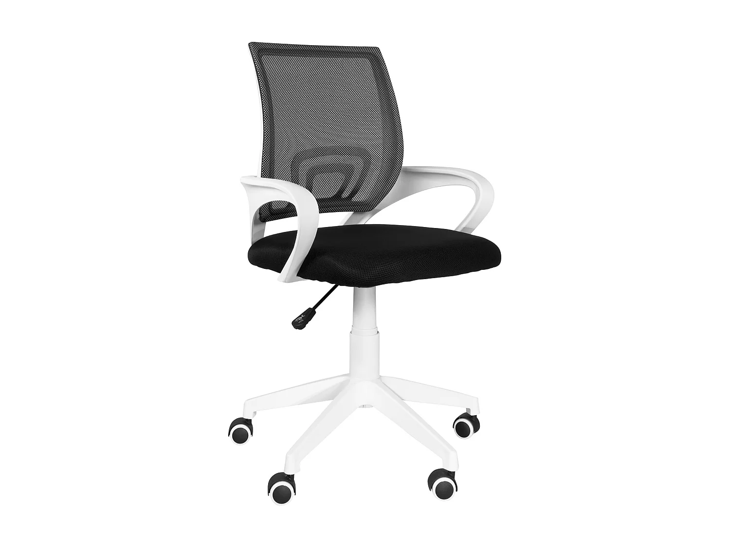 Silla de oficina ergonómica giratoria ajustable en altura, asiento de tejido Mesh, soporte lumbar, ruedas suaves FLAG-E (negro blanco)