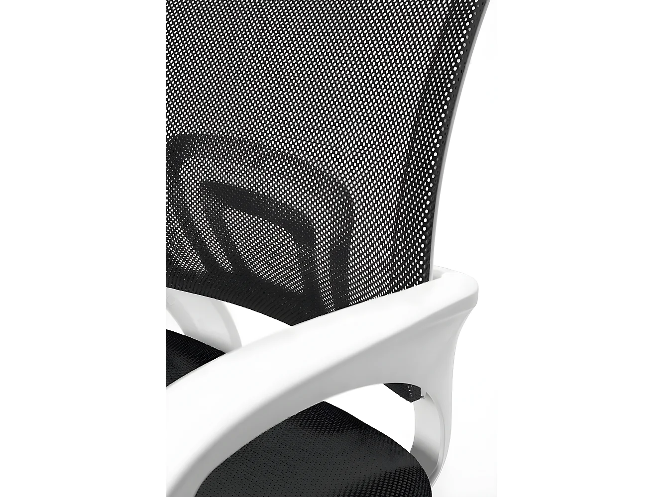 Silla de oficina ergonómica giratoria ajustable en altura, asiento de tejido Mesh, soporte lumbar, ruedas suaves FLAG-E (negro blanco)