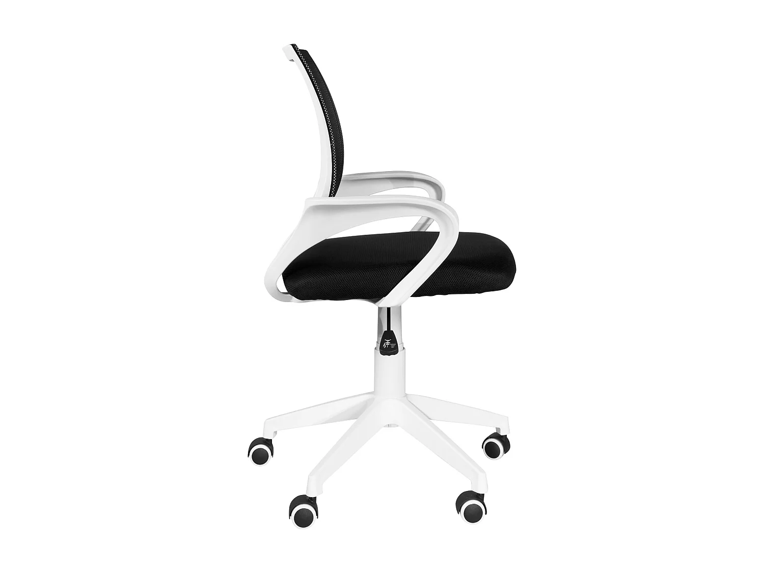 Silla de oficina ergonómica giratoria ajustable en altura, asiento de tejido Mesh, soporte lumbar, ruedas suaves FLAG-E (negro blanco)