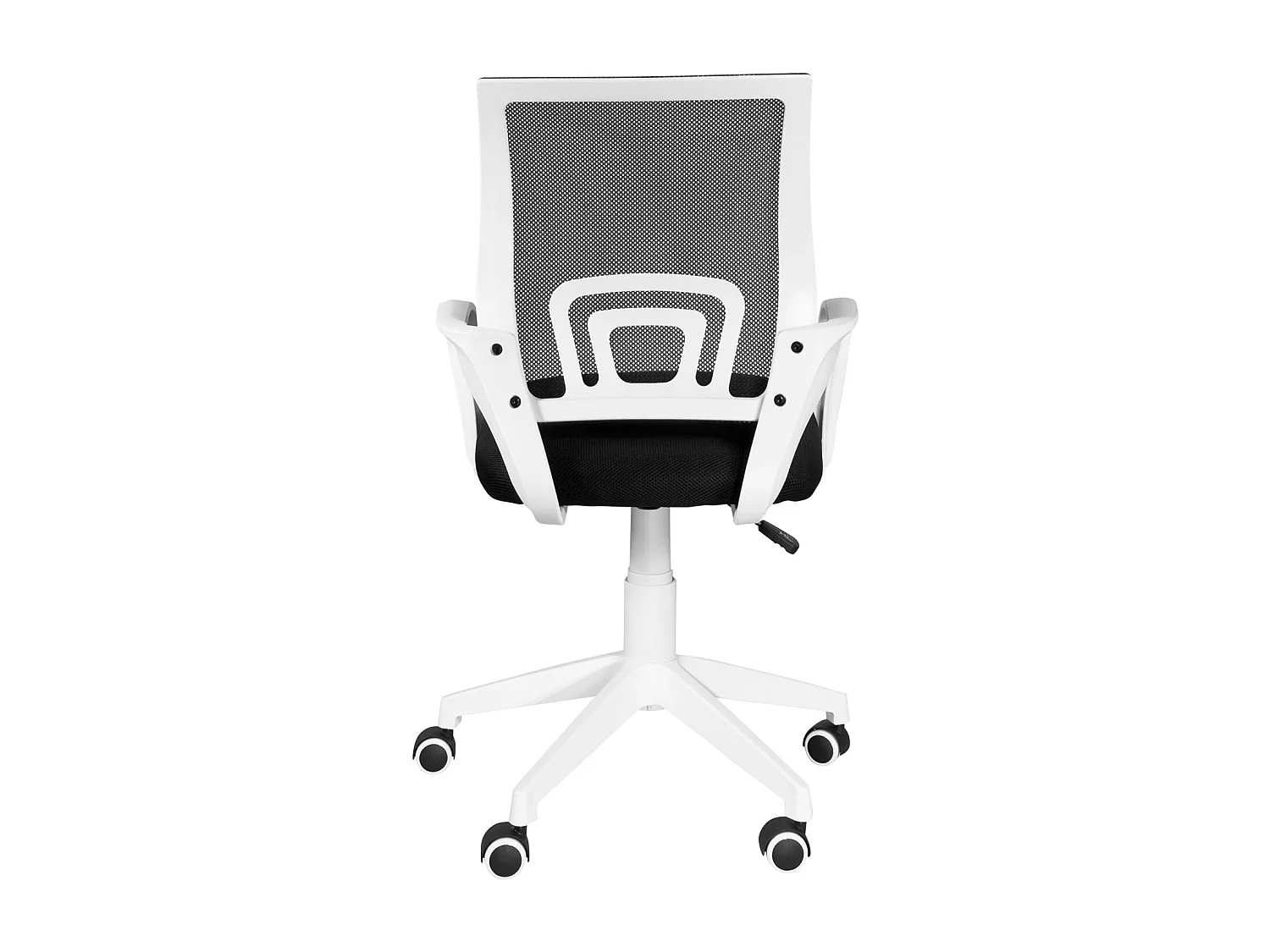 Silla de oficina ergonómica giratoria ajustable en altura, asiento de tejido Mesh, soporte lumbar, ruedas suaves FLAG-E (negro blanco)