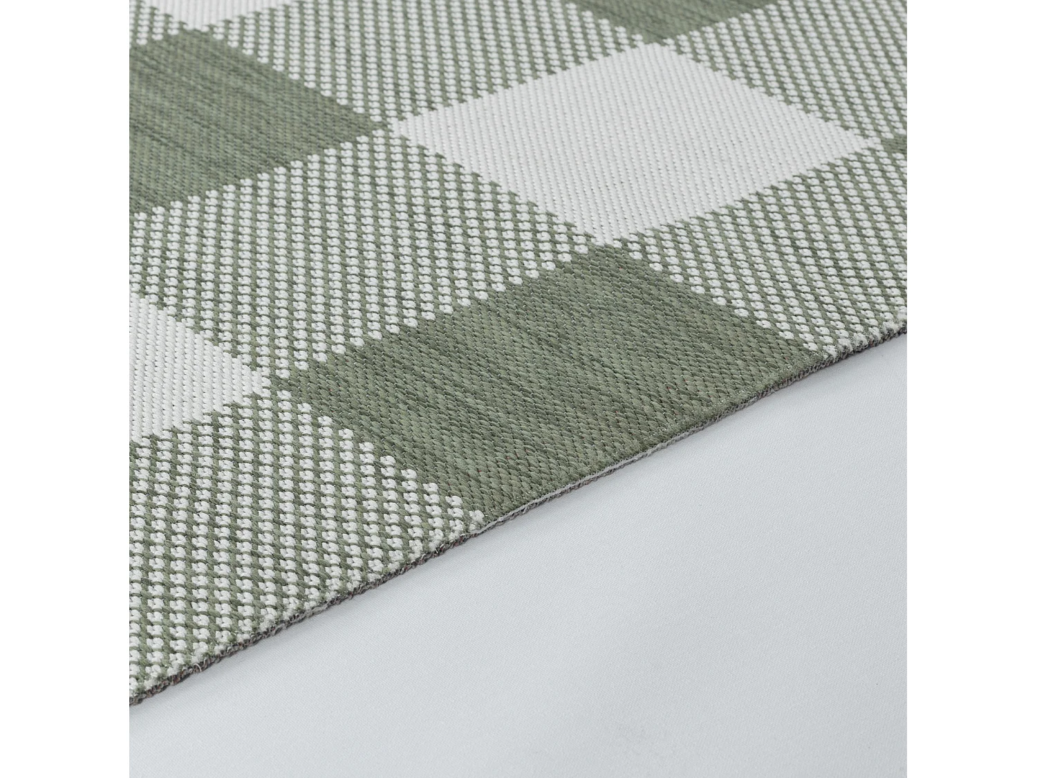 Buitenkleed met Ruiten - Balkon, Terras, Keuken Tapijt - Groen/Ivoor - 160x213cm - BIDDI