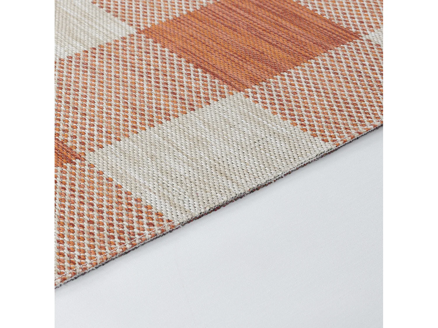 Buitenkleed met Ruiten - Balkon, Terras, Keuken Tapijt - Oranje/Beige- 200x275cm - BIDDI