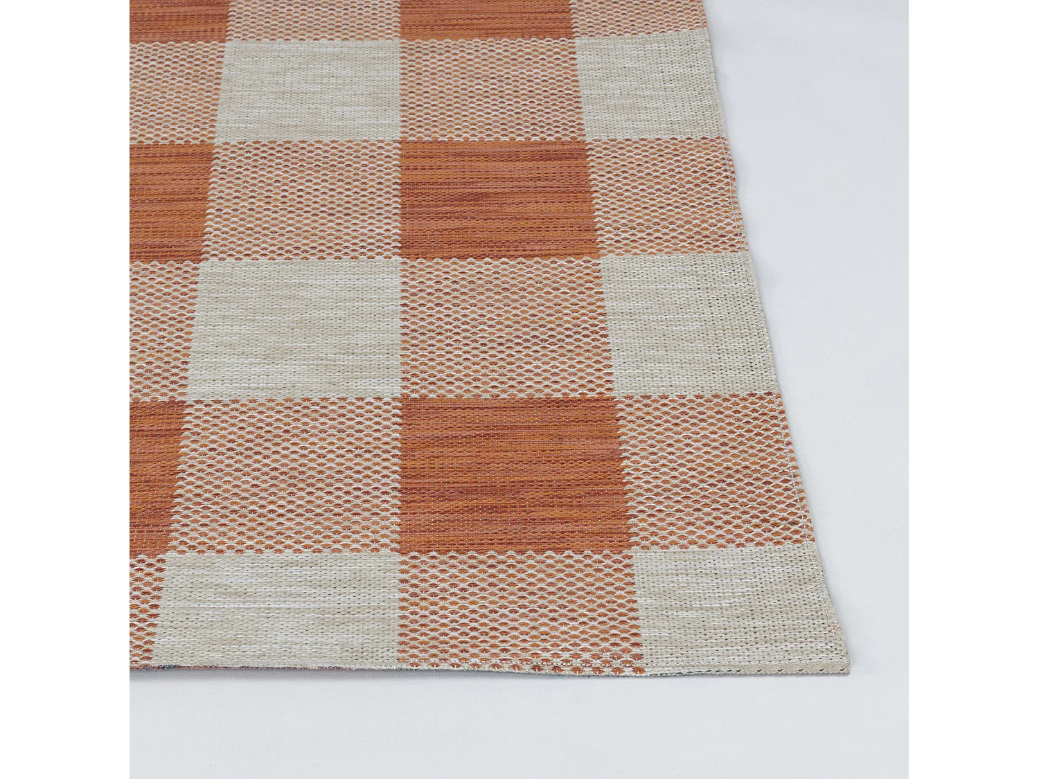 Buitenkleed met Ruiten - Balkon, Terras, Keuken Tapijt - Oranje/Beige- 200x275cm - BIDDI