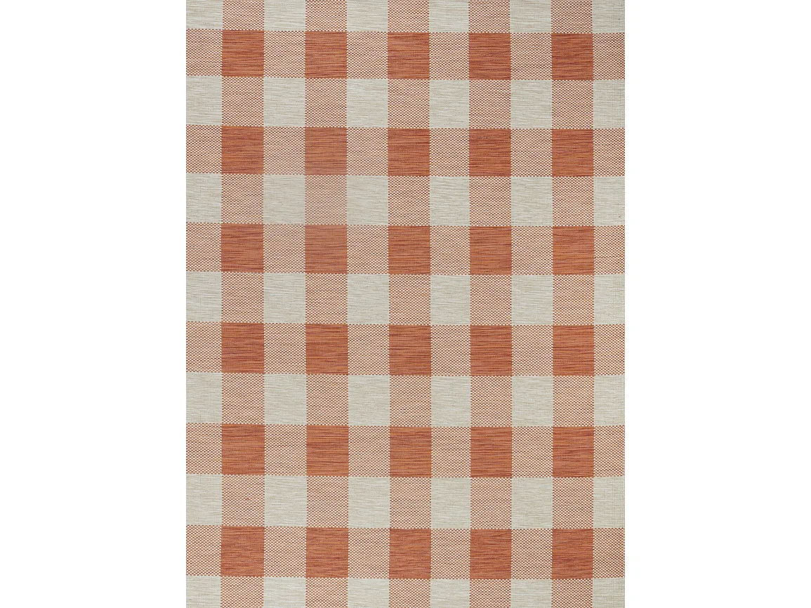 Tappeto Esterno/Interno a Quadri - Arancione/Beige - 160x213cm - BIDDI