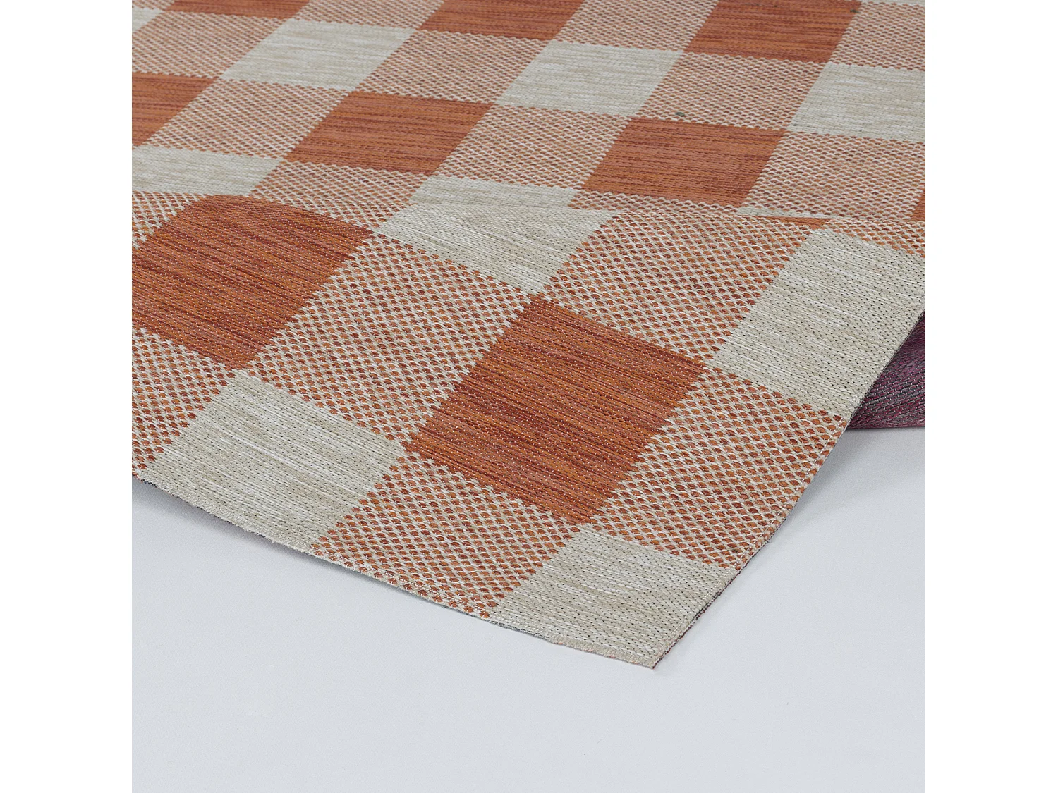 Tappeto Esterno/Interno a Quadri - Arancione/Beige - 160x213cm - BIDDI