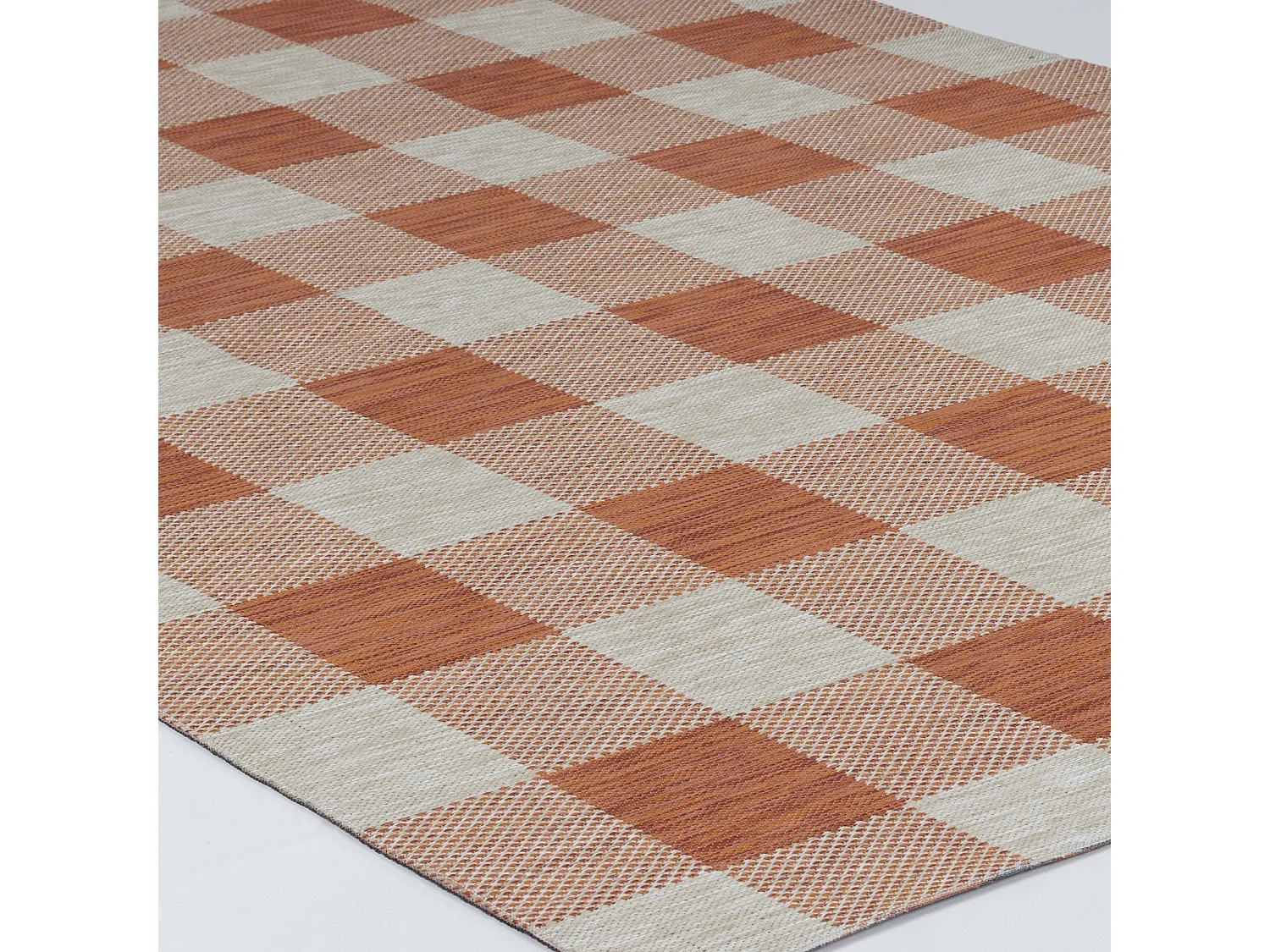 Tappeto Esterno/Interno a Quadri - Arancione/Beige - 160x213cm - BIDDI
