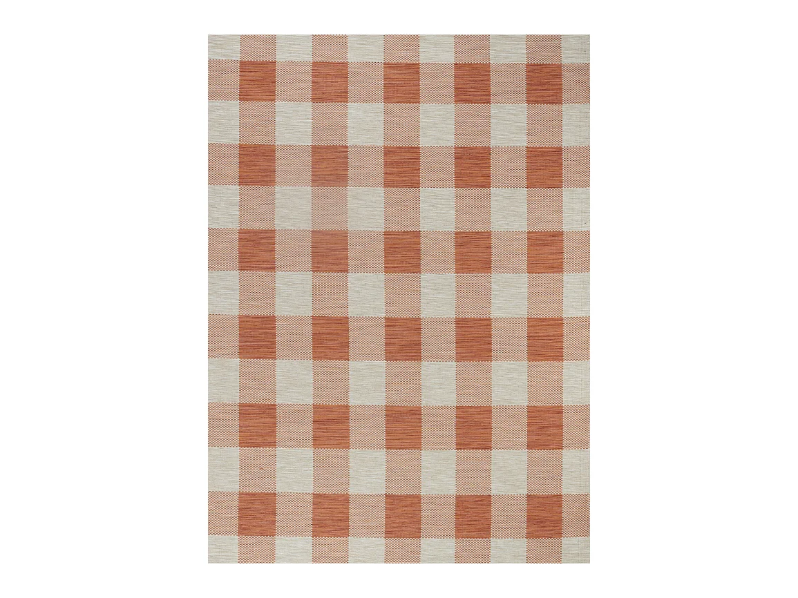 Buitenkleed met Ruiten - Balkon, Terras, Keuken Tapijt - Oranje/Beige- 160x213cm - BIDDI