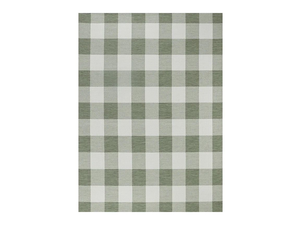 Tapis d'Extérieur/Intérieur à Carreaux - Vert/Ivoire - 200x275cm - BIDDI