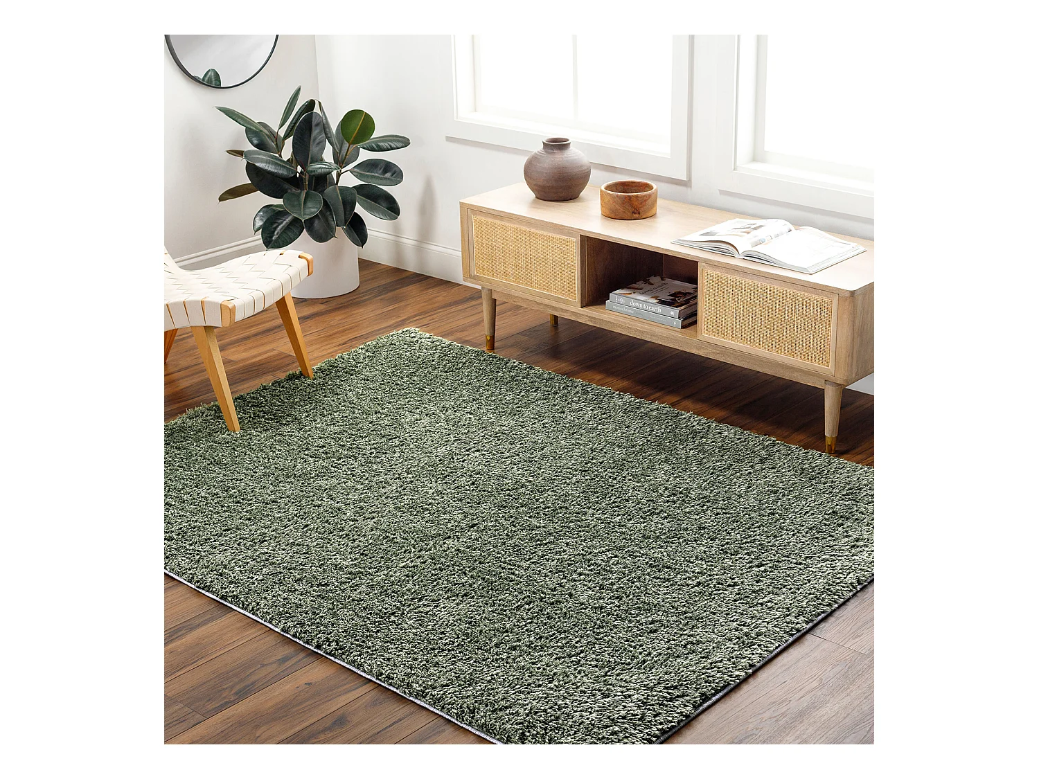 Tapis Shaggy Uni - Vert - 200x275cm - SOSO