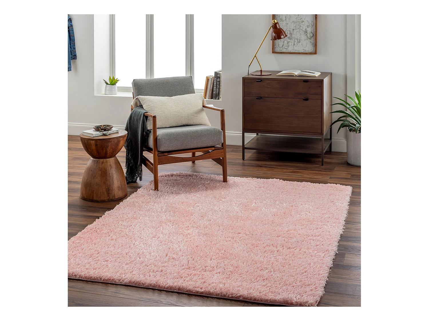 Tapis Shaggy Uni - Rose Clair - 120x180cm - SOSO