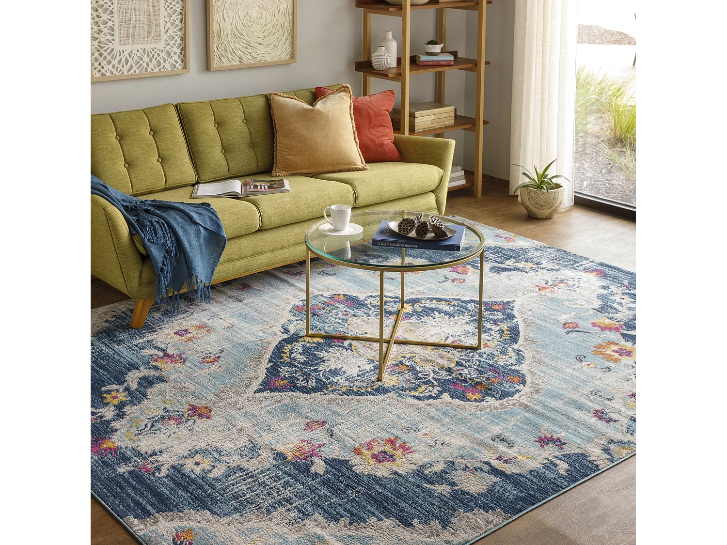 Tapis Vintage Oriental - Multicolore/Bleu - 100x153cm - ROMY