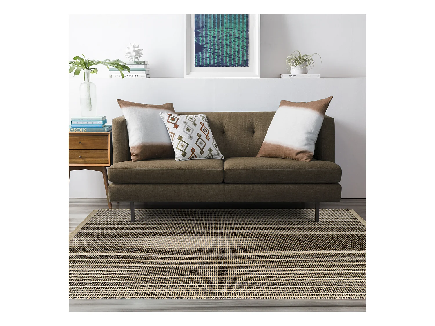 Boho Jute Tapijt - LichtKastanje/Zwart - 160x213cm - PAVI
