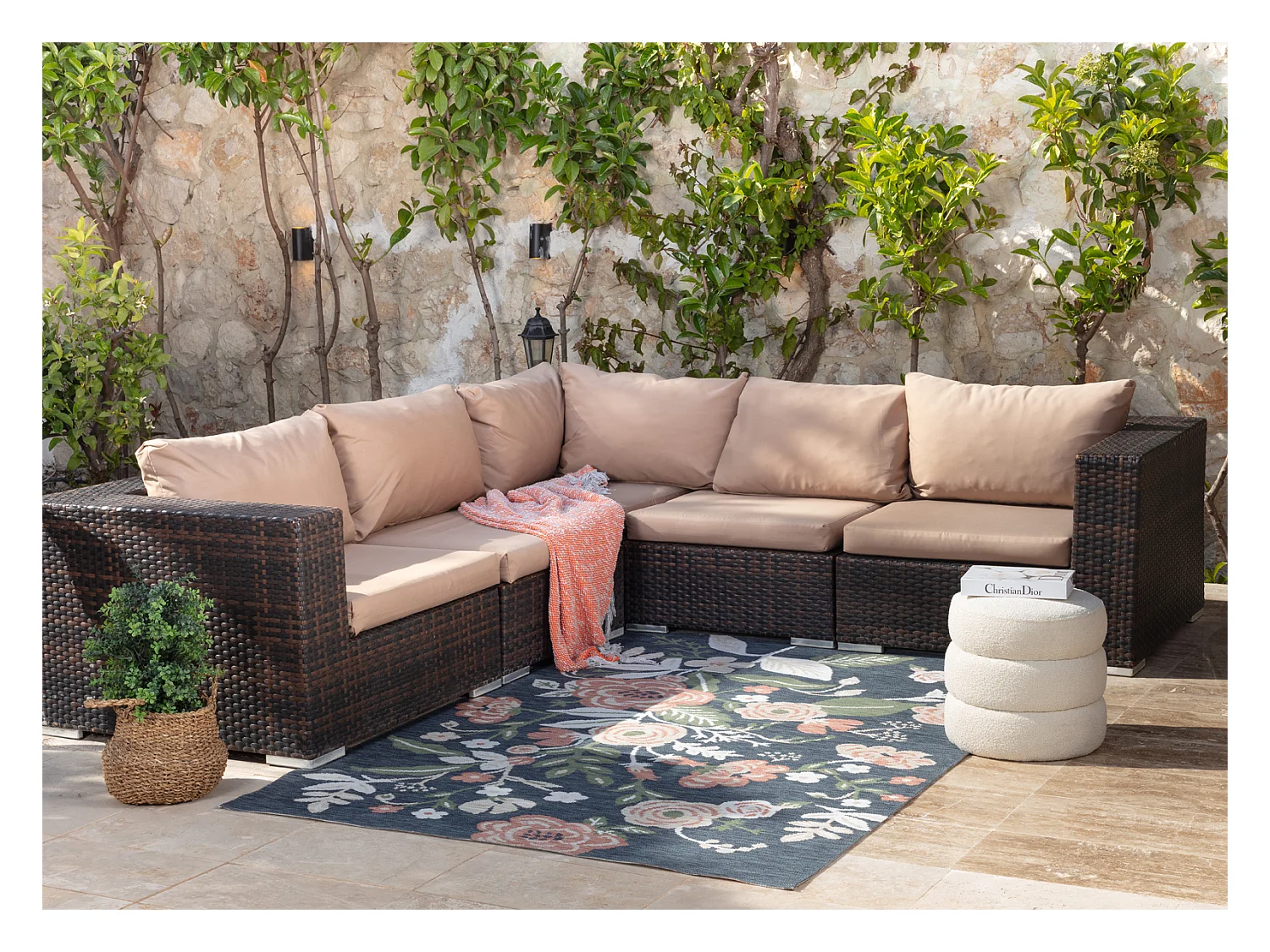 Buitenkleed - Balkon, Terras, Keuken Tapijt - Meerkleurig/DonkerBlauw - 200x275cm - SHIFU