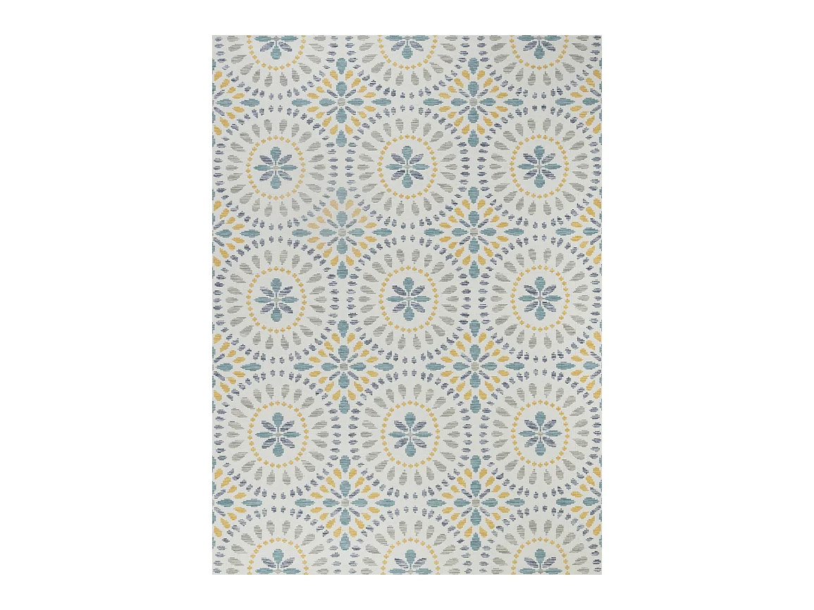 Tapis d'Extérieur/Intérieur Bohème - Bleu/Jaune Moutarde - 160x213cm - DHENA