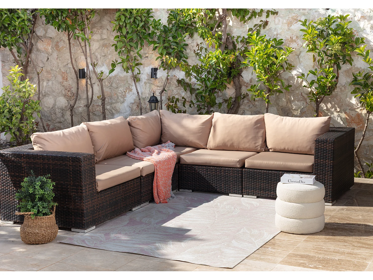 Tapis d'Extérieur/Intérieur Bohème - Beige/Mauve - 200x275cm - MIKKA