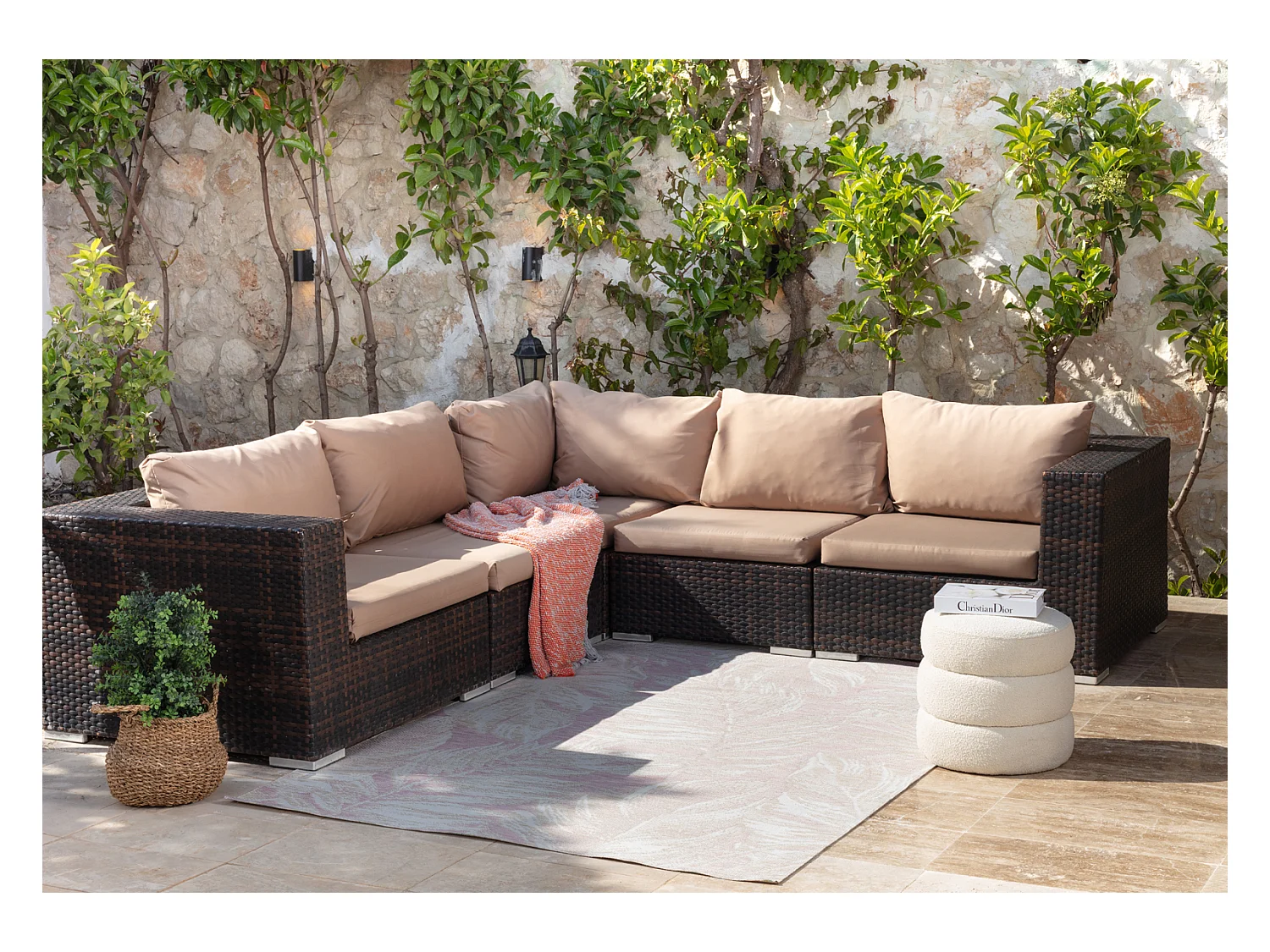 Boho Buitenkleed - Balkon, Terras, Keuken Tapijt - Beige/Paars - 160x213cm - MIKKA