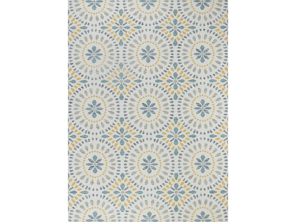 Tapis d'Extérieur/Intérieur Bohème - Bleu/Jaune Moutarde - 200x275cm - DHENA