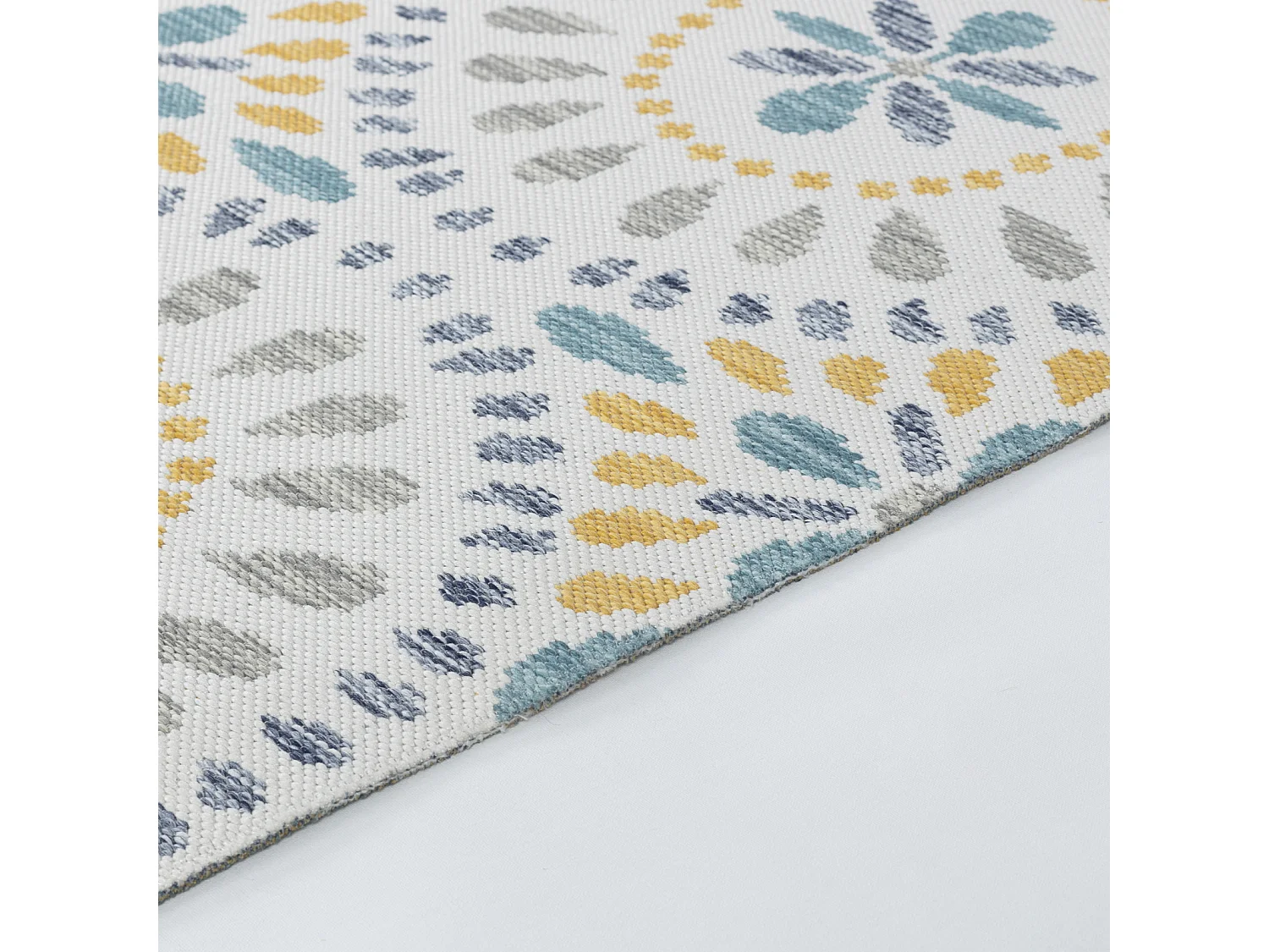 Tapis d'Extérieur/Intérieur Bohème - Bleu/Jaune Moutarde - 200x275cm - DHENA