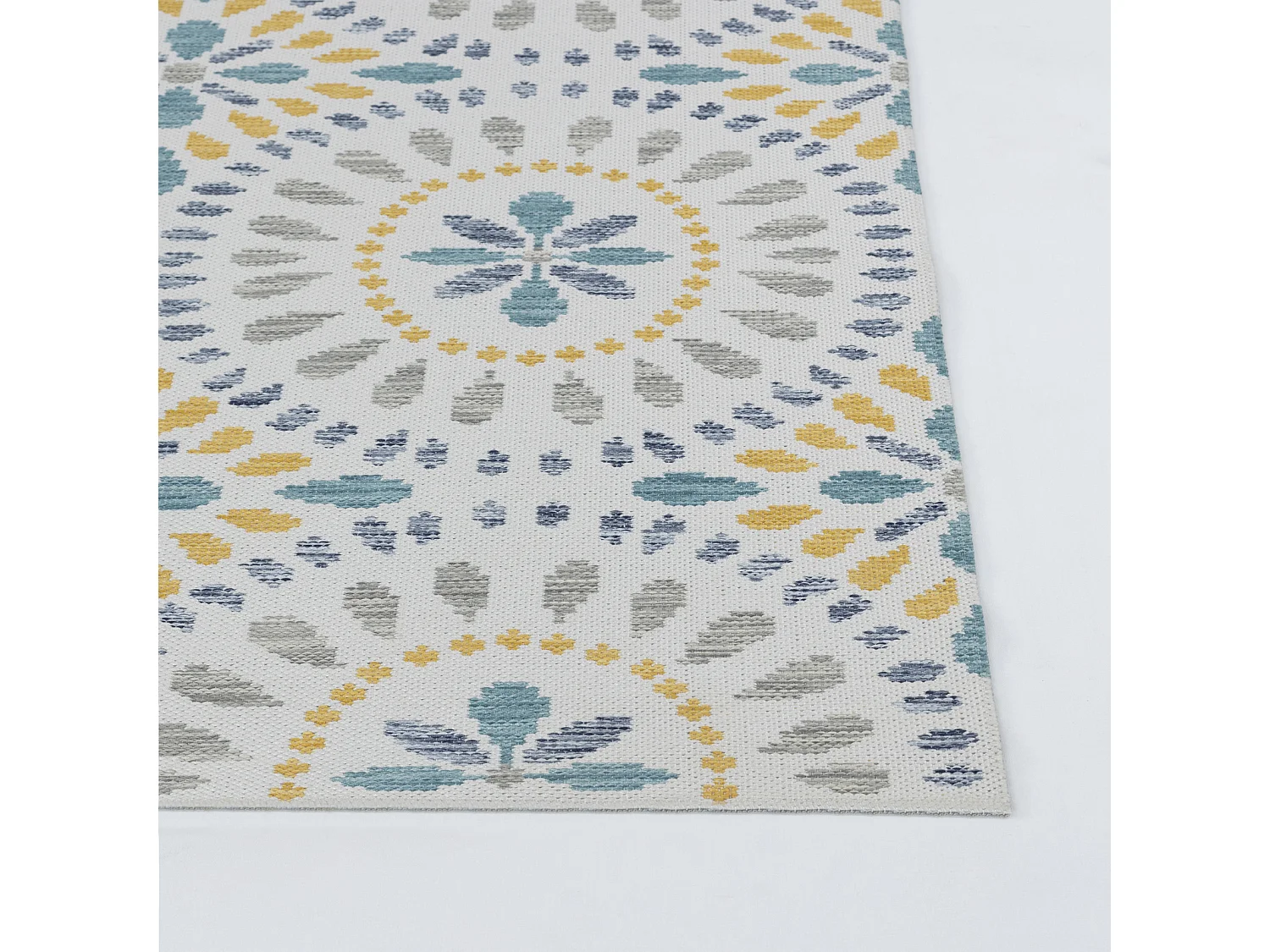 Tapis d'Extérieur/Intérieur Bohème - Bleu/Jaune Moutarde - 200x275cm - DHENA