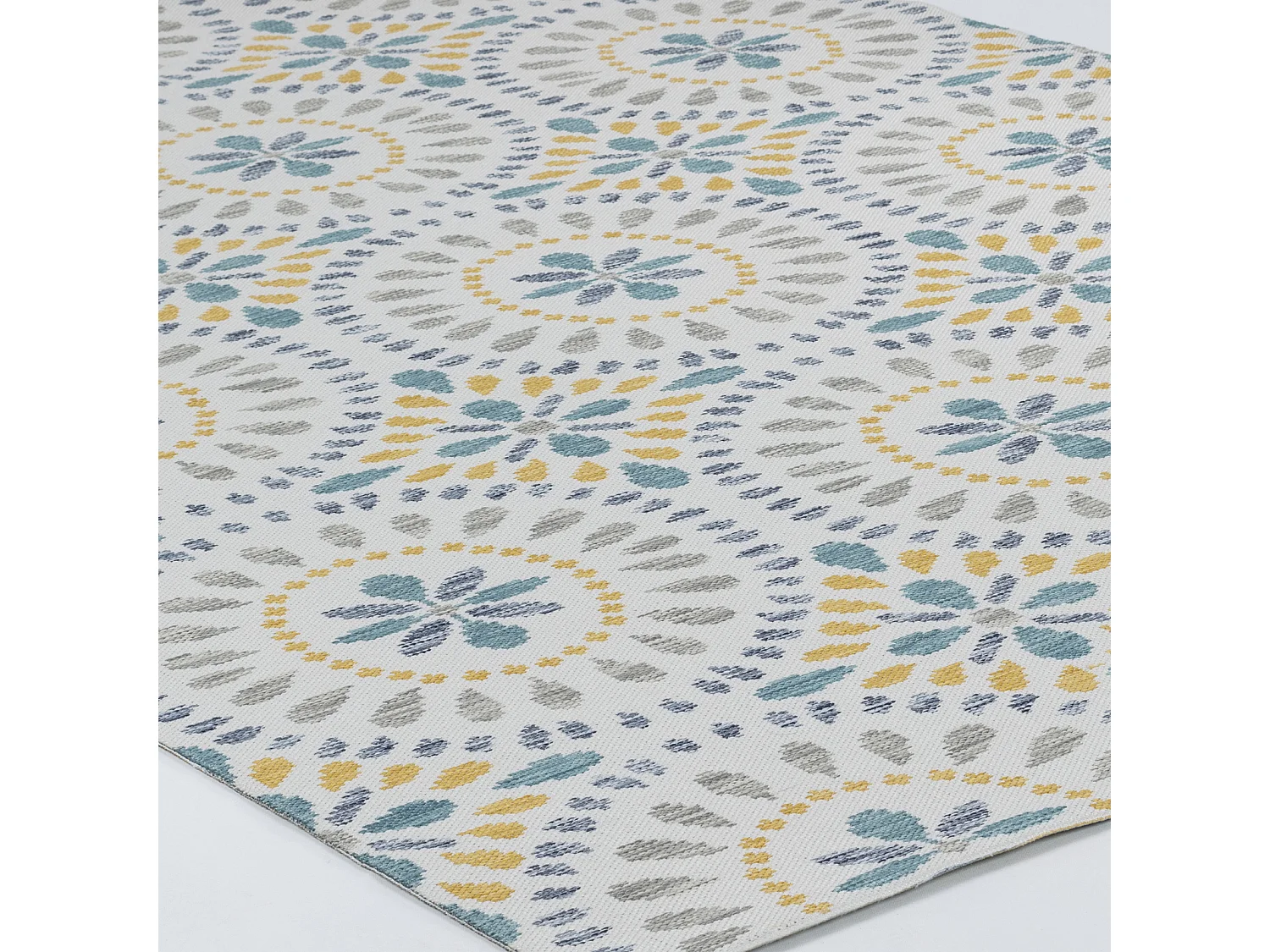 Tapis d'Extérieur/Intérieur Bohème - Bleu/Jaune Moutarde - 200x275cm - DHENA
