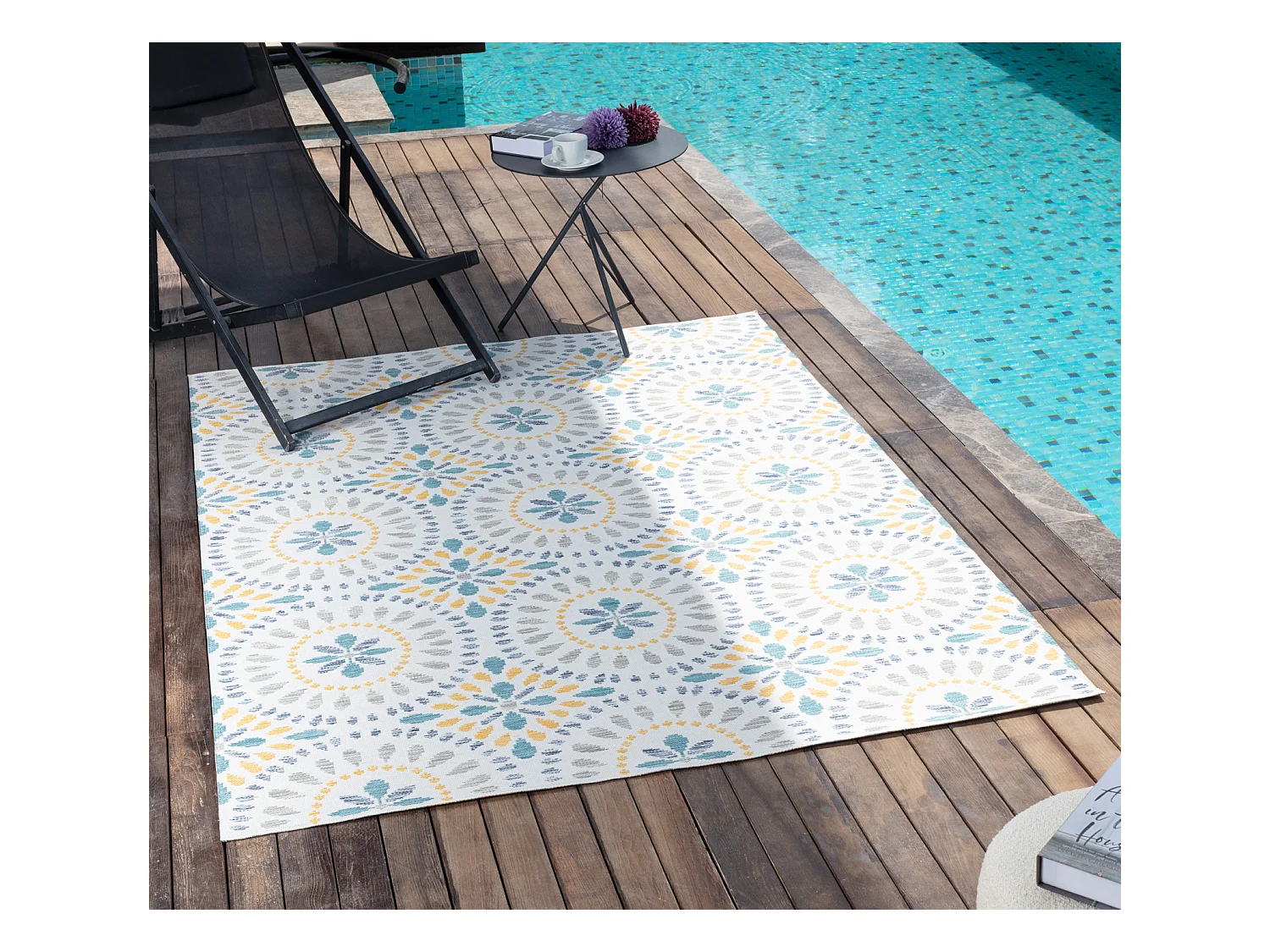 In-/Outdoor Boho-Teppich - Azul/Malve - 200x275cm - DHENA
