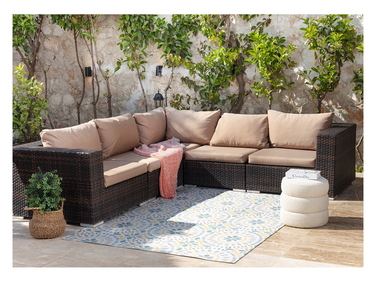 In-/Outdoor Boho-Teppich - Azul/Malve - 200x275cm - DHENA