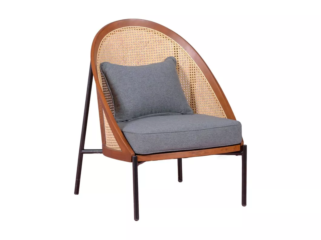 Kauf Unique Vintage-Retro-Sessel aus Walnussholz und natürlichem Rattan - Robín - Nussbaum