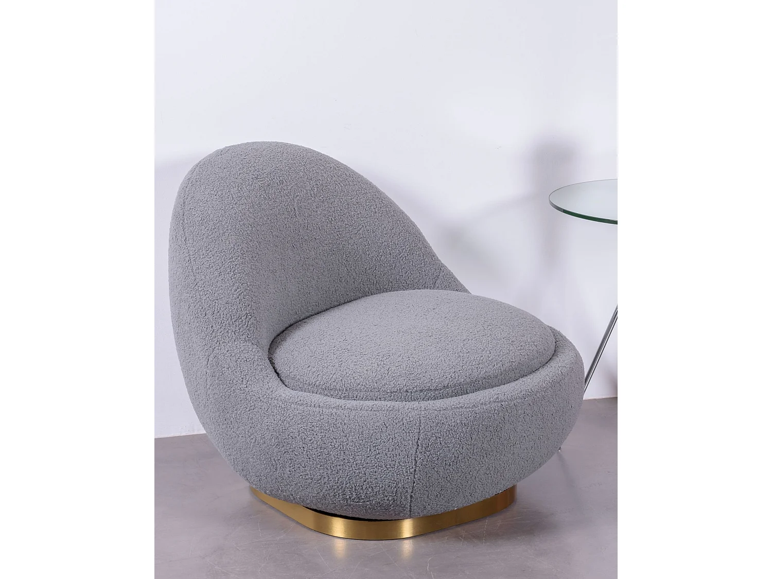 Poltrona girevole di design rivestita in cotone - Corsica - Grigio