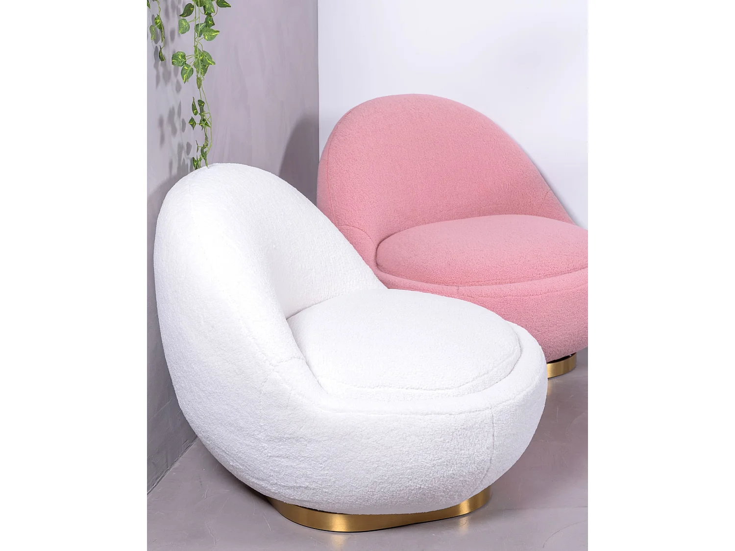 Poltrona giratório de design estofado em algodão - Corsica - Branco