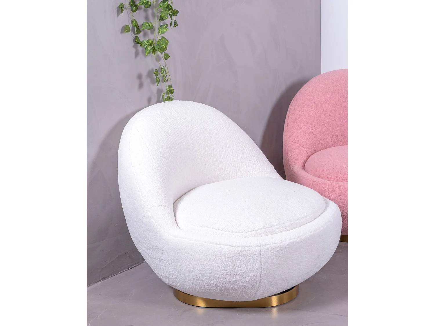Design draaifauteuil bekleed met katoen - Corsica - Wit