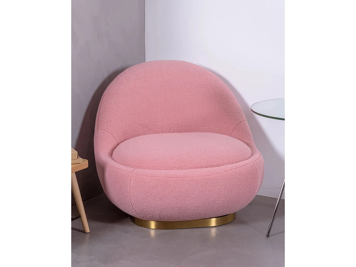 Designer-Drehsessel mit Baumwollbezug - Corsica - Rosa