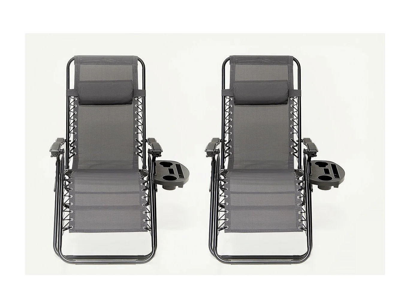 Lot de 2 fauteuil de jardin relax pliable "Caro" - Gris