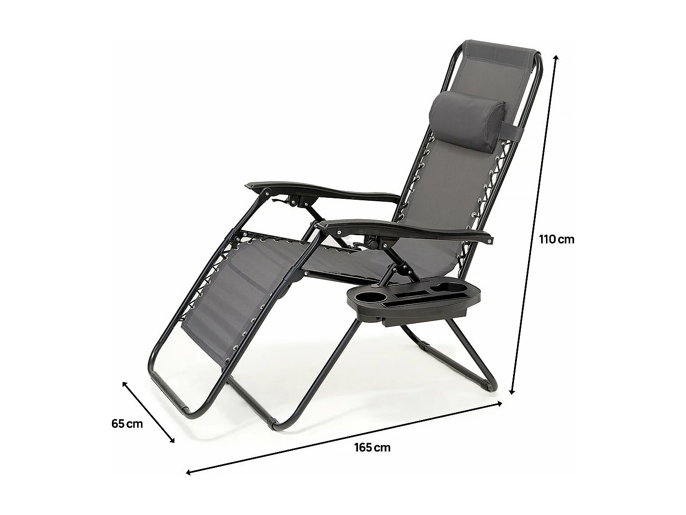 Lot de 2 fauteuil de jardin relax pliable "Caro" - Gris
