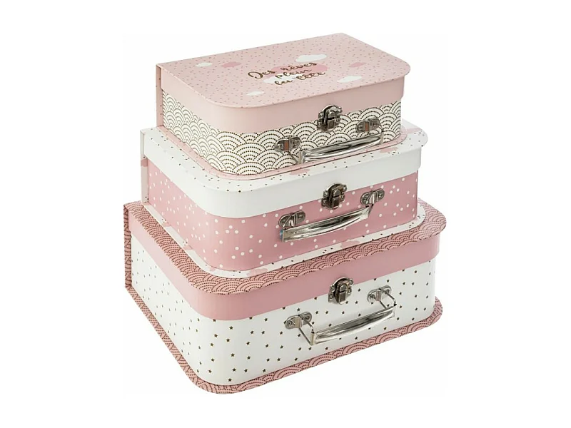 Koffer 3 er Pack rosa 29,5x22x10,5cm