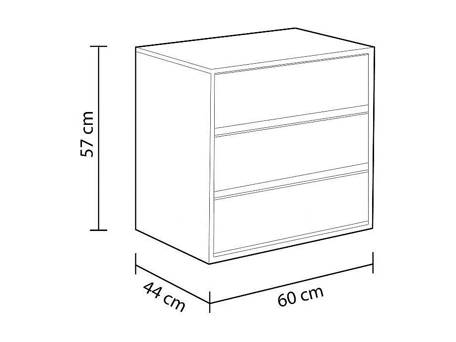 Cajonera  3 cajones aglomerado blanco 60x57x44cm