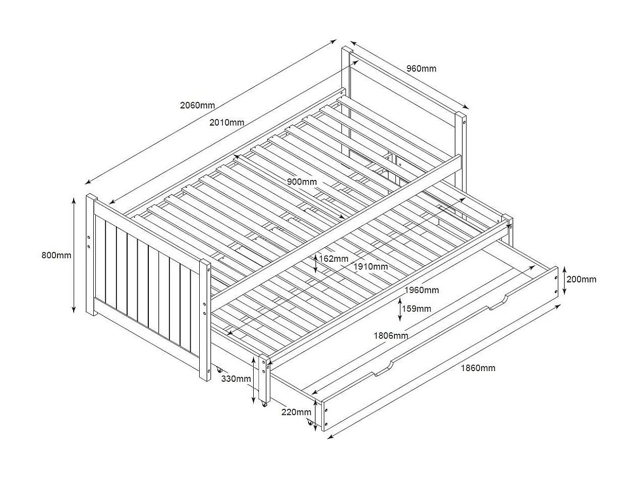 Cama nido compacta madera blanco 90x200 cm